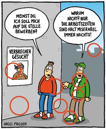 Finde den Fehler - Bildersuchrätsel mit Cartoons