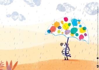 Das Zebra mit dem Regenschirm. Kamishibai Bildkartenset