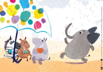 Das Zebra mit dem Regenschirm. Kamishibai Bildkartenset