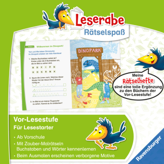 Leserabe Rätselspaß - Zauber-Malrätsel zum Lesenlernen: Dinos (Vor-Lesestufe)