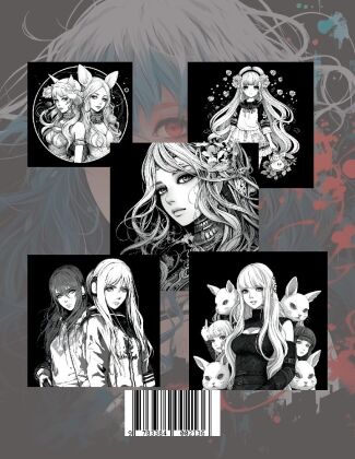 Schwarzes Manga Malbuch für Mädchen.