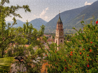CALVENDO Puzzle Nilolauskirche in Merans Altstadt, Südtirol | 1000 Teile Lege-Größe 64x48cm Foto-Puzzle für glückliche Stunden