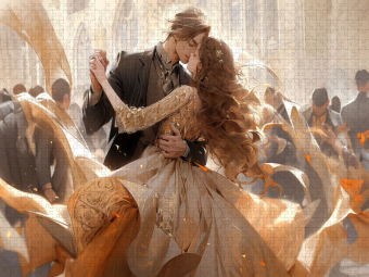 CALVENDO Puzzle Pärchen im Manga Style beim Tanz | 1000 Teile Lege-Größe 64x48cm Foto-Puzzle für glückliche Stunden