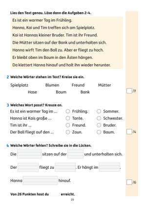 Übungsheft mit Lesetests in Deutsch 1. Klasse