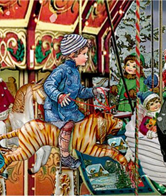 Wand-Adventskalender - Nostalgischer Weihnachtsmarkt