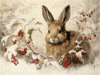 CALVENDO Puzzle Hase im Schnee | 2000 Teile Lege-Größe 90x67cm Foto-Puzzle für glückliche Stunden