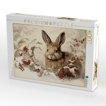 CALVENDO Puzzle Hase im Schnee | 2000 Teile Lege-Größe 90x67cm Foto-Puzzle für glückliche Stunden