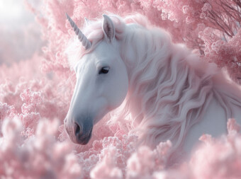 CALVENDO Puzzle Rosa Träumerei: Ein Einhorn im Blütenrausch | 2000 Teile Lege-Größe 90x67cm Foto-Puzzle für glückliche Stunden
