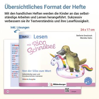 Lesen mit Rico Schnabel, Heft 2: Von der Silbe zum Wort - silbierte Ausgabe, für BOOKii®