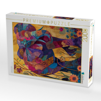 CALVENDO Puzzle Farbenfroher Elefant | 2000 Teile Lege-Größe 90x67cm Foto-Puzzle für glückliche Stunden