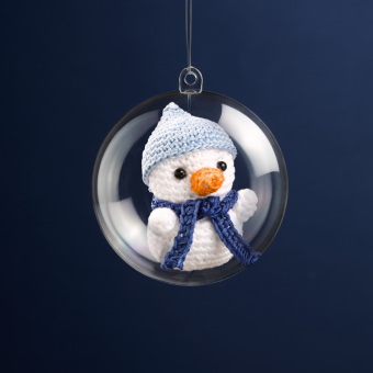 Häkelmini-Weihnachtskugel Häkelset Schneemann