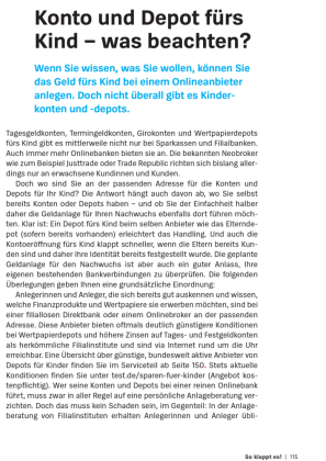 Geld anlegen für Kinder