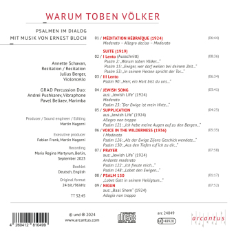 Warum toben die Völker - Psalmen im Dialog mit Musik von Ernest Bloch,1 Audio-CD