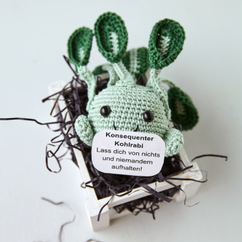 Emotional Support Veggies. Kleine Häkelfiguren mit positiven Botschaften