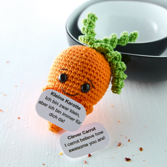 Emotional Support Veggies. Kleine Häkelfiguren mit positiven Botschaften