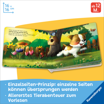"Hallo, hier bin ich!", ruft der kleine Hund