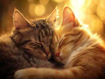 CALVENDO Puzzle Kuschelstunde - Katzen kuscheln sich aneinander | 1000 Teile Lege-Größe 64x48cm Foto-Puzzle für glückliche Stunden