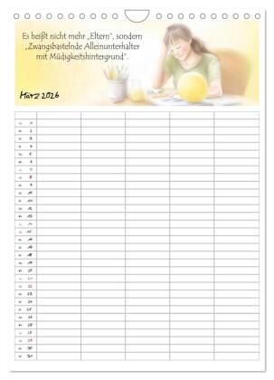 Elternsprüche Familienplaner (Wandkalender 2026 DIN A4 hoch), CALVENDO Monatskalender