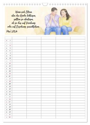 Elternsprüche Familienplaner (Wandkalender 2026 DIN A3 hoch), CALVENDO Monatskalender