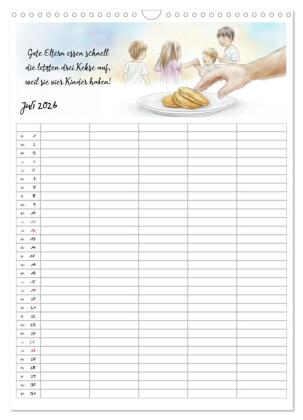 Elternsprüche Familienplaner (Wandkalender 2026 DIN A3 hoch), CALVENDO Monatskalender