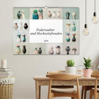 Federzauber und Hochzeitsfreuden (Wandkalender 2026 DIN A2 quer), CALVENDO Monatskalender