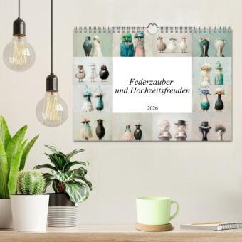 Federzauber und Hochzeitsfreuden (Wandkalender 2026 DIN A4 quer), CALVENDO Monatskalender