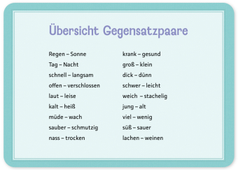 Das kann ich schon - Gegensätze erkennen