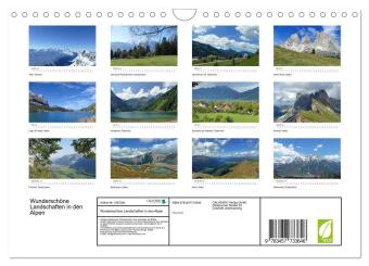 Wunderschöne Landschaften in den Alpen (Wandkalender 2026 DIN A4 quer), CALVENDO Monatskalender