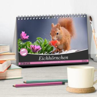 Eichhörnchen Momentaufnahmen fürs Herz (Tischkalender 2026 DIN A5 quer), CALVENDO Monatskalender