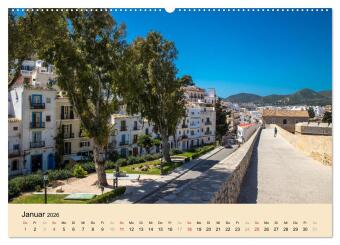 Ibiza Dalt Vila, Sa Penya und La Marina (hochwertiger Premium Wandkalender 2026 DIN A2 quer), Kunstdruck in Hochglanz