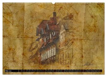Lüneburger Skizzen (Wandkalender 2026 DIN A2 quer), CALVENDO Monatskalender
