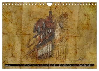 Lüneburger Skizzen (Wandkalender 2026 DIN A4 quer), CALVENDO Monatskalender