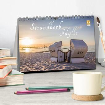 Strandkorb Idylle (Tischkalender 2026 DIN A5 quer), CALVENDO Monatskalender