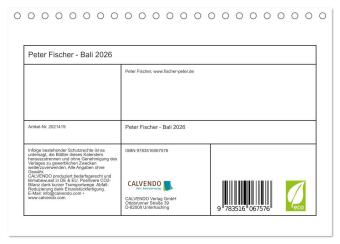 Peter Fischer - Bali 2026 (Tischkalender 2026 DIN A5 quer), CALVENDO Monatskalender