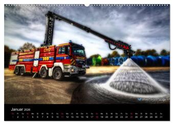 Einsatzfahrzeuge der Feuerwehr (hochwertiger Premium Wandkalender 2026 DIN A2 quer), Kunstdruck in Hochglanz