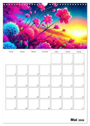 Neonlicht Familienplaner (Wandkalender 2026 DIN A3 hoch), CALVENDO Monatskalender