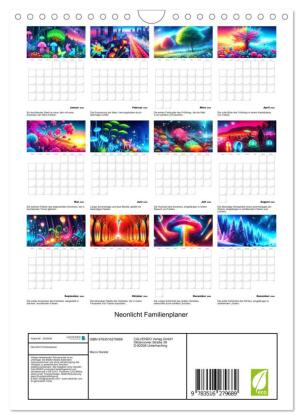 Neonlicht Familienplaner (Wandkalender 2026 DIN A4 hoch), CALVENDO Monatskalender