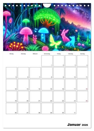 Neonlicht Familienplaner (Wandkalender 2026 DIN A4 hoch), CALVENDO Monatskalender
