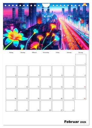 Neonlicht Familienplaner (Wandkalender 2026 DIN A4 hoch), CALVENDO Monatskalender