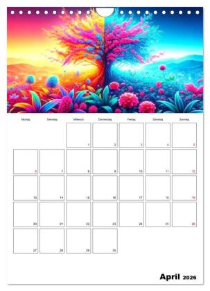 Neonlicht Familienplaner (Wandkalender 2026 DIN A4 hoch), CALVENDO Monatskalender