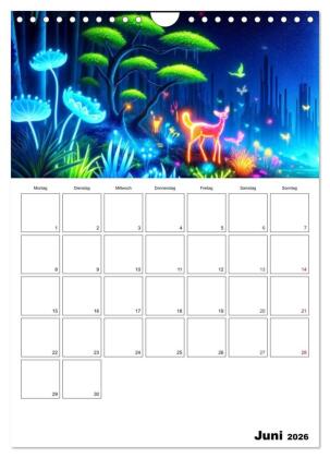 Neonlicht Familienplaner (Wandkalender 2026 DIN A4 hoch), CALVENDO Monatskalender