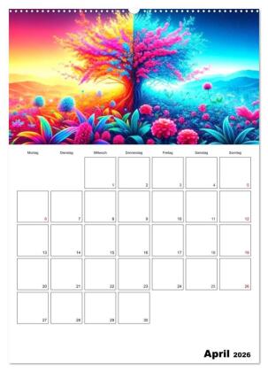 Neonlicht Familienplaner (Wandkalender 2026 DIN A2 hoch), CALVENDO Monatskalender