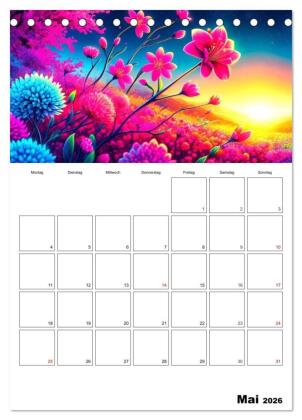Neonlicht Familienplaner (Tischkalender 2026 DIN A5 hoch), CALVENDO Monatskalender