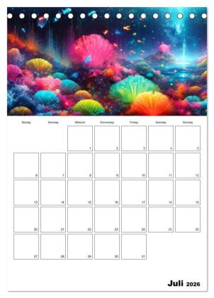 Neonlicht Familienplaner (Tischkalender 2026 DIN A5 hoch), CALVENDO Monatskalender