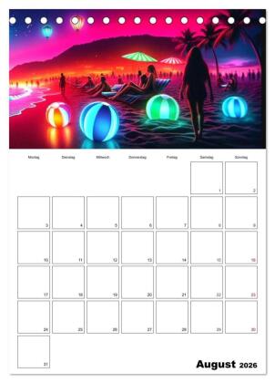 Neonlicht Familienplaner (Tischkalender 2026 DIN A5 hoch), CALVENDO Monatskalender