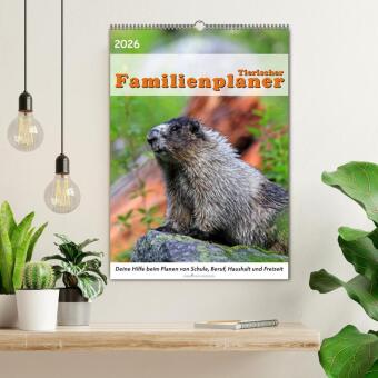 Tierischer Familienplaner (Wandkalender 2026 DIN A2 hoch), CALVENDO Monatskalender