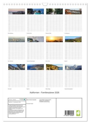 Kalifornien - Familienplaner 2026 (Wandkalender 2026 DIN A3 hoch), CALVENDO Monatskalender