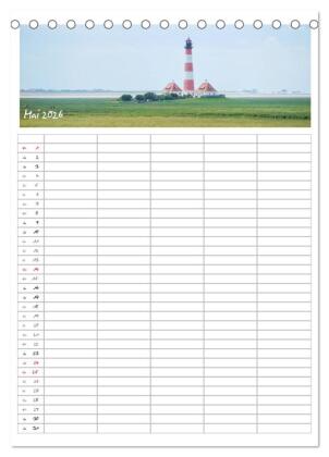 Nordfriesland - Familienplaner (Tischkalender 2026 DIN A5 hoch), CALVENDO Monatskalender