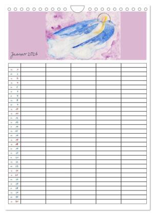 Engelhafter Familienplaner (Wandkalender 2026 DIN A4 hoch), CALVENDO Monatskalender