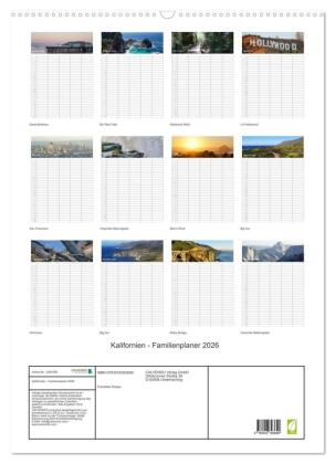Kalifornien - Familienplaner 2026 (Wandkalender 2026 DIN A2 hoch), CALVENDO Monatskalender
